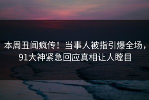 本周丑闻疯传！当事人被指引爆全场，91大神紧急回应真相让人瞠目
