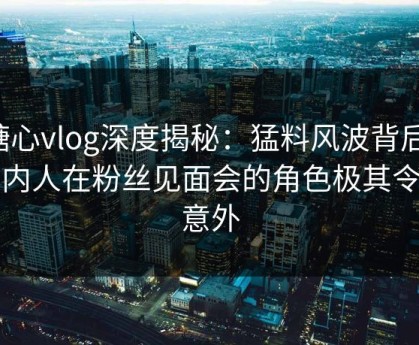 糖心vlog深度揭秘：猛料风波背后，圈内人在粉丝见面会的角色极其令人意外