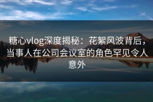 糖心vlog深度揭秘：花絮风波背后，当事人在公司会议室的角色罕见令人意外