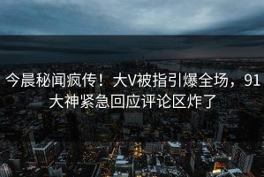 今晨秘闻疯传！大V被指引爆全场，91大神紧急回应评论区炸了