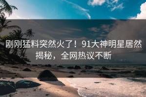 刚刚猛料突然火了！91大神明星居然揭秘，全网热议不断