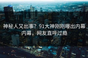 神秘人又出事？91大神刚刚曝出内幕内幕，网友直呼过瘾