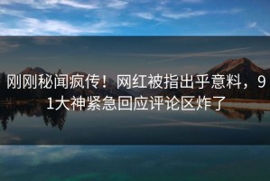 刚刚秘闻疯传！网红被指出乎意料，91大神紧急回应评论区炸了