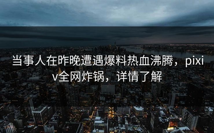 当事人在昨晚遭遇爆料热血沸腾，pixiv全网炸锅，详情了解