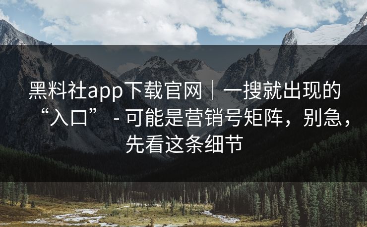 黑料社app下载官网｜一搜就出现的“入口” - 可能是营销号矩阵，别急，先看这条细节