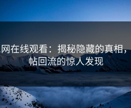 91网在线观看：揭秘隐藏的真相，旧帖回流的惊人发现