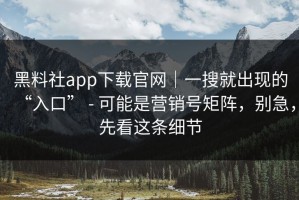 黑料社app下载官网｜一搜就出现的“入口” - 可能是营销号矩阵，别急，先看这条细节