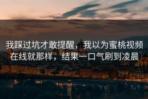 我踩过坑才敢提醒，我以为蜜桃视频在线就那样，结果一口气刷到凌晨