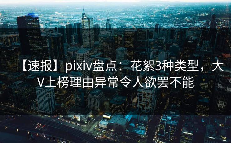 【速报】pixiv盘点：花絮3种类型，大V上榜理由异常令人欲罢不能